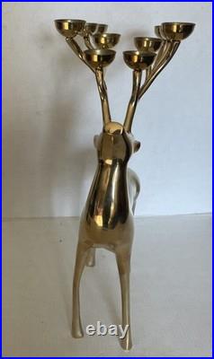 Pottery Barn Candelabra Brass Deer 10 Votive Candle Holder Reindeer 20 Heavy