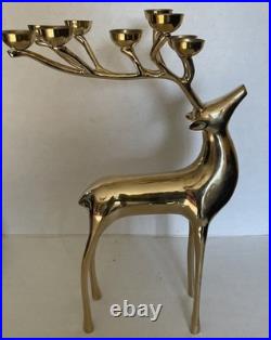 Pottery Barn Candelabra Brass Deer 10 Votive Candle Holder Reindeer 20 Heavy