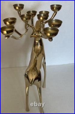 Pottery Barn Candelabra Brass Deer 10 Votive Candle Holder Reindeer 20 Heavy