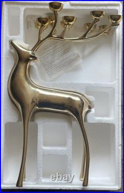 Pottery Barn Candelabra Brass Deer 10 Votive Candle Holder Reindeer 20 Heavy