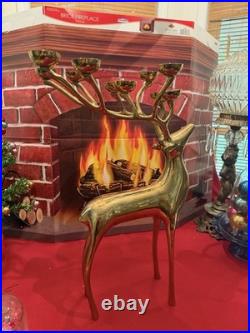 Pottery Barn Candelabra Brass Reindeer 10 Candle Holder 20 In Box Christmas