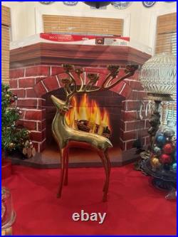 Pottery Barn Candelabra Brass Reindeer 10 Candle Holder 20 In Box Christmas
