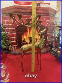 Pottery Barn Candelabra Brass Reindeer 10 Candle Holder 20 In Box Christmas