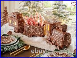 Pottery Barn Ceramic Gingerbread Train Set Christmas Collection NIB MINT