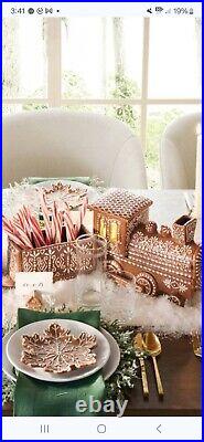 Pottery Barn Ceramic Gingerbread Train Set Christmas Collection NIB MINT