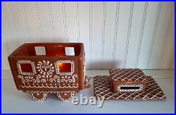 Pottery Barn Ceramic Gingerbread Train Set Christmas Collection NIB MINT