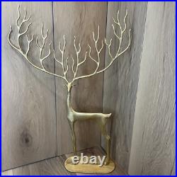 Pottery Barn Christmas LARGE BRASS MERRY REINDEER 25H x 17W x 4D New With Tag