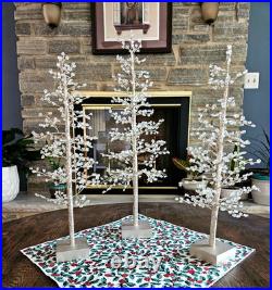 Pottery Barn FACETED MIRROR GLASS 22 LARGE & 18 MEDIUM TREES Set of 3