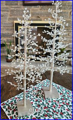 Pottery Barn FACETED MIRROR GLASS 22 LARGE & 18 MEDIUM TREES Set of 3