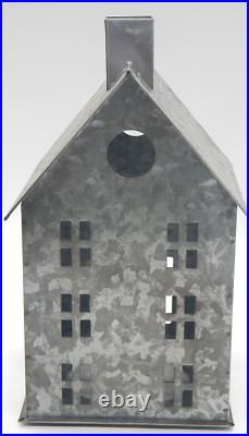 Pottery Barn Galvanized Metal Village Candle or Light Houses &Trees Set of (6) Pottery Barn Galvanized Metal Village Candle or Light Houses &Trees Set of (6)