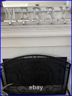 Pottery Barn Gilded MERRY Set Of 5 Stocking Holders Antique Aluminum NWT