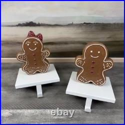 Pottery Barn Gingerbread Mr. Spice & Mrs. Spice Christmas Stocking Holders Set/2