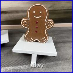 Pottery Barn Gingerbread Mr. Spice & Mrs. Spice Christmas Stocking Holders Set/2