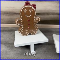Pottery Barn Gingerbread Mr. Spice & Mrs. Spice Christmas Stocking Holders Set/2