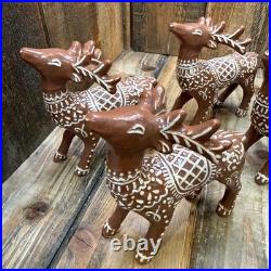 Pottery Barn Gingerbread Reindeer & Sleigh Set Handcrafted Christmas Centerpiece