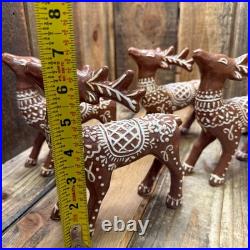 Pottery Barn Gingerbread Reindeer & Sleigh Set Handcrafted Christmas Centerpiece
