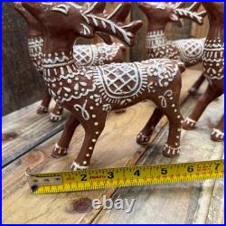 Pottery Barn Gingerbread Reindeer & Sleigh Set Handcrafted Christmas Centerpiece