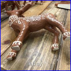 Pottery Barn Gingerbread Reindeer & Sleigh Set Handcrafted Christmas Centerpiece