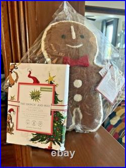 Pottery Barn Holiday Gingerbread Grinch Christmas Seuss Disney wool pillow SET h