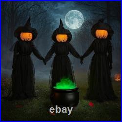 Pottery Barn Lit Halloween Witches Outdoor Stakes, 52H Set of 3