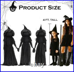 Pottery Barn Lit Halloween Witches Outdoor Stakes, 52H Set of 3
