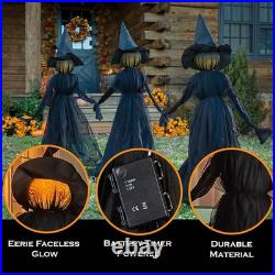 Pottery Barn Lit Halloween Witches Outdoor Stakes, 52H Set of 3