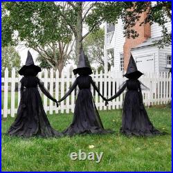 Pottery Barn Lit Halloween Witches Outdoor Stakes, 52H Set of 3
