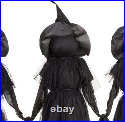 Pottery Barn Lit Halloween Witches Outdoor Stakes, 52H Set of 3