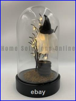 Pottery Barn Lit Light Up Witch Broom Ghost Halloween Cloche 11.5 h #R2002