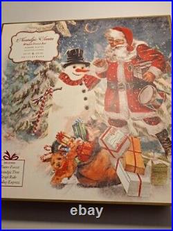 Pottery Barn NOSTALGIC SANTA WINTER FOREST Set of 4 Dinner Plates