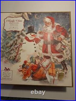 Pottery Barn NOSTALGIC SANTA WINTER FOREST Set of 4 Dinner Plates