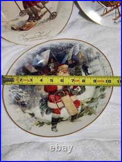 Pottery Barn Nostalgic Santa Christmas Village Dinner Plates Set Of 4 In Box