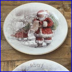 Pottery Barn Nostalgic Santa Dinner Plates 10.5 Santa Christmas Set of 4
