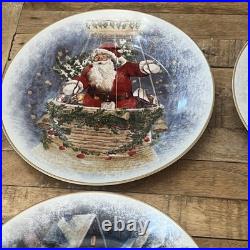 Pottery Barn Nostalgic Santa Dinner Plates 10.5 Santa Christmas Set of 4