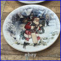 Pottery Barn Nostalgic Santa Dinner Plates 10.5 Santa Christmas Set of 4