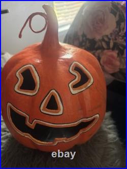 Pottery Barn Orange jack o lantern pumpkin Candle Luminary Halloween