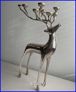 Pottery Barn Reindeer Candelabra 20 Inch Silver Chrome Holds 10 Candles