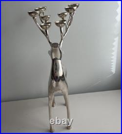 Pottery Barn Reindeer Candelabra 20 Inch Silver Chrome Holds 10 Candles