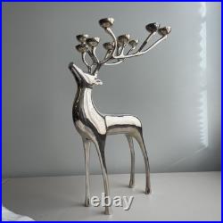 Pottery Barn Reindeer Candelabra 20 Inch Silver Chrome Holds 10 Candles