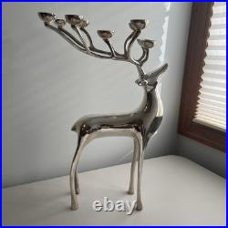 Pottery Barn Reindeer Candelabra 20 Inch Silver Chrome Holds 10 Candles