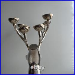 Pottery Barn Reindeer Candelabra 20 Inch Silver Chrome Holds 10 Candles