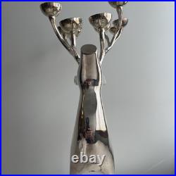 Pottery Barn Reindeer Candelabra 20 Inch Silver Chrome Holds 10 Candles