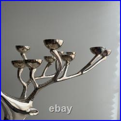 Pottery Barn Reindeer Candelabra 20 Inch Silver Chrome Holds 10 Candles