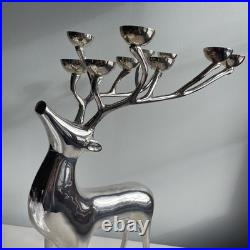 Pottery Barn Reindeer Candelabra 20 Inch Silver Chrome Holds 10 Candles