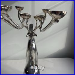Pottery Barn Reindeer Candelabra 20 Inch Silver Chrome Holds 10 Candles