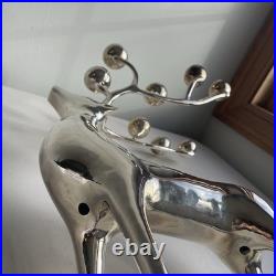 Pottery Barn Reindeer Candelabra 20 Inch Silver Chrome Holds 10 Candles