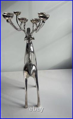 Pottery Barn Reindeer Candelabra 20 Inch Silver Chrome Holds 10 Candles