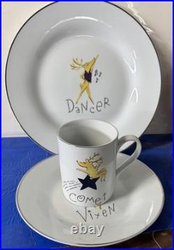 Pottery Barn Reindeer Dinner Plates Dessert Plates and Coffee Mugs