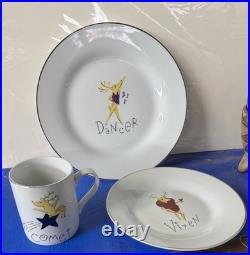 Pottery Barn Reindeer Dinner Plates Dessert Plates and Coffee Mugs