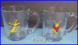 Pottery Barn Reindeer Mugs Cups Glasses Coffee Beverage Set Of 8